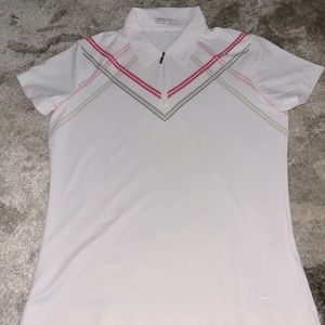 NIKE GOLF SHIRT WOMEN'S FIT DRY  SIZE S(4-6)1/4 ZIP WHITE SHORT SLEEVE POLO